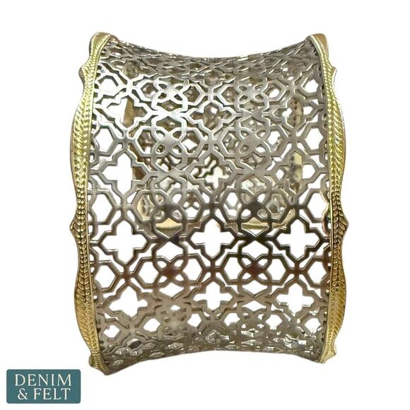 Kendra Scott Candice Statement Cuff Bracelet – Gold & Silver Filigree Adjustable - Picture 7 of 14
